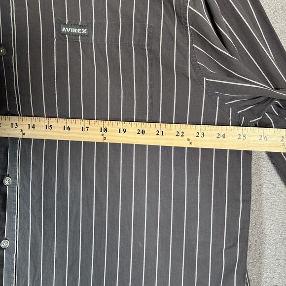 Avirex Shirt Mens Size XXL Button Up Gray White Stripes Jesse Pinkman Y2K Grunge - Picture 14 of 16